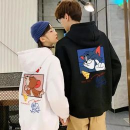 Sweatshirts Mouse Jerry Cat Tom Hoodie Couple Clothes Sweatshirt Girls Harajuku Korean Fashion Aesthetics Clothes Oversized Men Women Hoodie