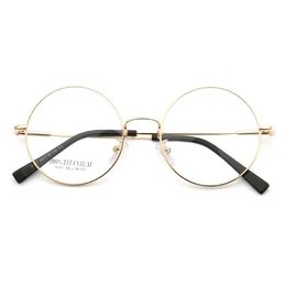 Fashion Sunglasses Frames Women Round Eyeglass For Men Metal Eyeglasses Over-sized Rx Glasses Full-rim Lightweight Gold Eyewear1928