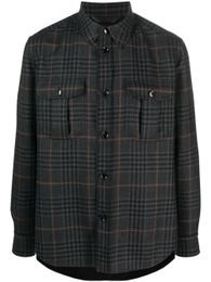 Giacca da uomo firmata Brioni Camicia in maglia con stampa a quadri Capispalla primaverile Abbigliamento casual Giacche a maniche lunghe Top con collo a bavero