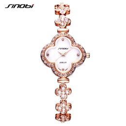 Wristwatches SINOBI Top Watches Women Fashion Four Leaf Clover Shape Bracelet Wristwatch Noble Ladies Jewellery Watch285E