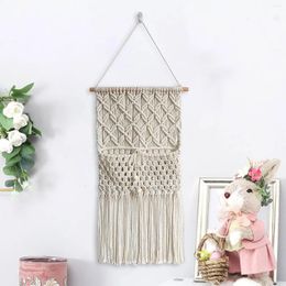 Tapestries Macrame Wall Hanging Tapestry Ornament Storage Pocket Modern Handmade Woven For Dorm Farmhouse Birthday Gift