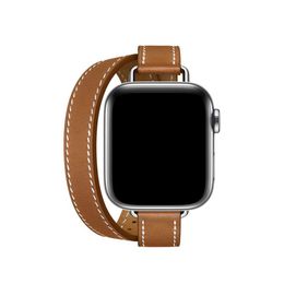 Bands Watch Attelage Double Tour Smart Straps For Watch Ultra band Genuine Leather watchband bracelet iWatch Series 8 7 3 4 5 6 SE strap 240308