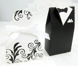 100pcs Bride and Groom Candy Boxes DRESS TUXEDO Wedding Pattern Gift Box Christmas Anniversary Party Favors2577379