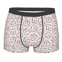 Underpants Printed Boxer Shorts Panties Briefs Men Happy Teeth On Pink Stripes Dentistry Underwear Mid Waist For Male Plus Size
