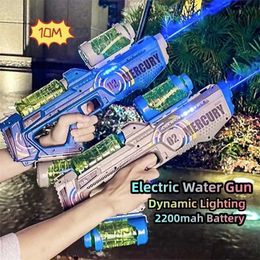 Gun Toys Summer Fully Automatic Electric Water Gun with Light Rechargeable Continuous Firing Party Game Kids Space Splashing Toy Boy GiftL2403