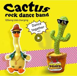 Whole 2021 Dancing Cactus Electric Plush Toy Singing 120 Songs And ing Duck Luminous Voice interaction Plush Toys For Kid3928913