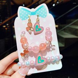 Necklace Earrings Set Children Sweet Beaded1set Bracelet Earring Cute Cartoon Star Moon Pendant Beads DIY Jewelry Wholesale