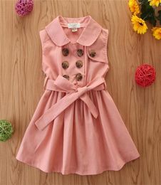 New Girl dresses Summer girls Short Sleeve Ruffle dress children baby Pullover Letter hoodies kids designer clothes girls 2 color6329005