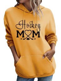 Sweatshirts Hoodie Hockey Mom Fashion Printed Long Sleeve Shirt Kangaroo Pocket Loose Sweater Versatile Women's Clothing