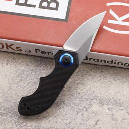 New H0022 High Quality Flipper Folding Knife CPM-20CV Stone Wash Blade Carbon Fibre with Stainless Steel Handle Ball Bearing EDC Pocket Knives