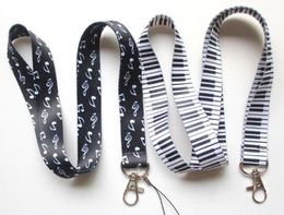 Cell Phone Straps Charms Lanyard Key Id Holder Music notes Black hand made fabric lanyards vendor whole9718501