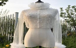 Pearls Vintage Bolero Bridal Wraps and Jackets Tulle long sleeve8965920