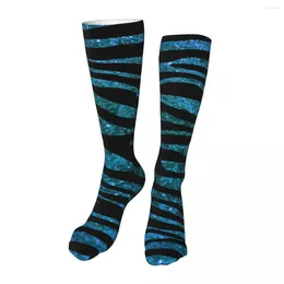 Men's Socks Blue Leopard Print Novelty Ankle Unisex Mid-Calf Thick Knit Soft Casual