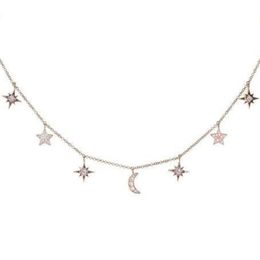 925 Sterling Silver Jewelry Love Moon Star Necklaces & Pendants Chain Choker Necklace Collar Women Statement Jewelry Bijoux T190622580