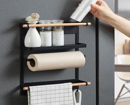 Magnetic Fridge Shelf Paper Towel Roll Holder Magnetic Storage Rack Spice Hang Rack Decorative Metal Shelf Kitchen Organizer8494859