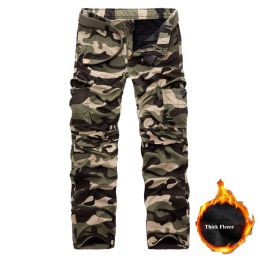 Pants 2023 Winter Camouflage Military Tactical Thick Fleece Men Multipocket Cargo Pants man Warm velvet Casual Trousers Plus Size 40