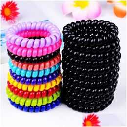 Pony Tails Holder Telephone Wire Cord Gum Hair Tie Girls Elastic Candy Colour Bracelet Girl Christmas Gift Drop Delivery Jewellery Hairj Dhal0