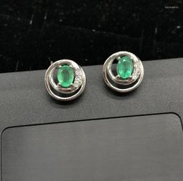 Stud Natural Emerald 925 Sterling Silver Women Earrings Jewelry Gemstone Sunflower Design Gift For Girl LadyStud5155519