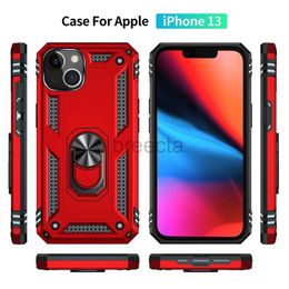 Cases Shockproof Armour Kickstand Case For iPhone 15 14 13 12 11 Pro XR XS Max X 6 6S 7 8 Plus Magnetic Finger Ring Anti-Fall Cover 240304