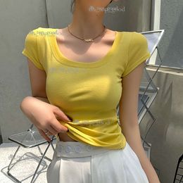 Cotton Short-Sleeved Women's T-Shirt, New Solid Colour Round Neck Versatile Simple Bottoming Shirt 542