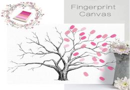 Fingerprint Tree Signature Canvas Painting Car Wedding Gift Decoration Name and Date Customised Guest registration book 3040 cm9710734