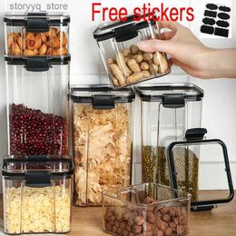 Food Jars Canisters 2~4pcs Stackable Acryl Food Storage Container Plastic Kitchen Noodle Box Multigrain Storage Tank Transparent Sealed Cans Quality L240308