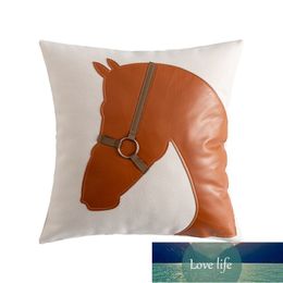 Pillow Case New European Entry Lux Ins Style Pillow Cover Creative Imitation Leather Stitching Sofa Cushion Double Sided Cotton Horse Head Cushion