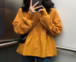 Women039s Hoodies Sweatshirts 4 Colours Ruffles Sweatshirt Korean Loose Women Oversize Pullover Long Sleeve Autumn Harajuku To9306163