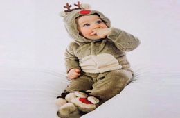 Christmas new baby jumpsuit autumn and winter Pyjamas baby elk coral fleece climbing suit1483153