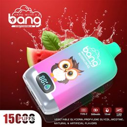 Original bang Digital Box 12k 15000 puff Disposable Vape 0% 2% 3% 5% 20ml Pod 850mAh Battery Rechargeable Mesh Coil Device Vape Pen