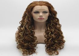 Iwona Hair Curly Long Three Tone Auburn Blonde Mix Wig 1830Y27HY613 Half Hand Tied Heat Resistant Synthetic Lace Front Daily Na2707553