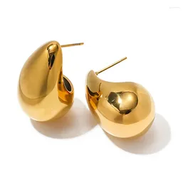 Stud Earrings ISUEVA Gold Plated Thick Teardrop For Women Punk Smooth Piercing Big Water Drop 2024 Fashion Jewelry