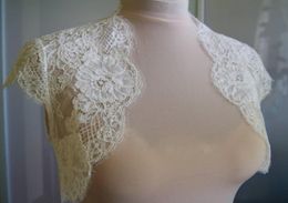 Ivory Lace Wedding Shawls With Cap Sleeves Bridal Bolero Custom Made Wedding Wraps Shrugs For Dress Cape8635913