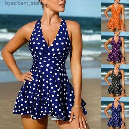 Women's Swimwear Summer Fashion Design Womens Bikini Two Piece Set with Dot Print Swimwear Vest Sports Beach Wear S-6XL L240308