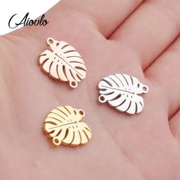 5pcslot leaf Stainless Steel Decoration Pendant Connectors Bohemia Handmade Charm Accessories DIY Earrings Jewellery Making 240222