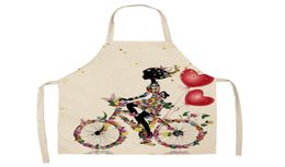 1Pcs Cotton Linen Flower Butterfly Girl Printed Kitchen Aprons for Women Home Cooking Baking Waist Bib Pinafore 6849cm5503955