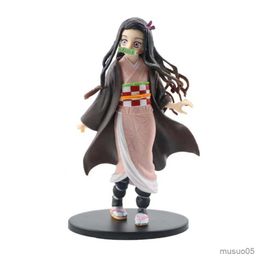 Action Toy Figures Anime 16CM Demon Slayer Kimetsu no Yaiba figure Kamado Tanjirou Action Figure Agatsuma Zenitsu Nezuko Warrior PVC Model Toys