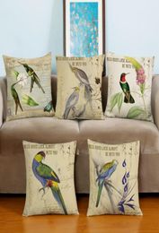 Bird art double sides printing decorative pillow creative home furnishing cushion with linen cotton throw pillow case 177x177inc5016047