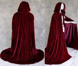 2018 Cloak Hooded Velvet Satin Velvet Hooded Cloak Cape Mediaeval Renaissance Costume LARP Halloween Fancy Dress9976974