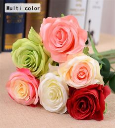 WholeArtificial roses Flower Fake Silk Single roses multi Colors for Wedding Centerpieces Home Party Decorative Flowers A07447863662