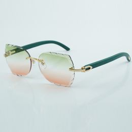 New style top quality luxury trendy green wood Sunglasses 8300817 for male and female with cut lenses size 18-135mm