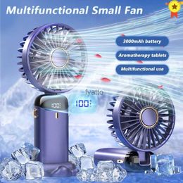 Electric Fans New Portable Handheld Fan Office Desktop Multi functional Folding Double Head Small with Neck Tie RopeH240308