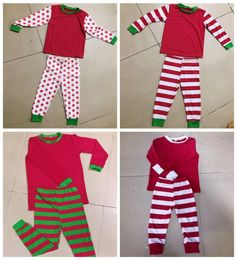 INS XMAS Christmas NEW DOT Strip Family Matching Pyjamas PJS Sets DAD MOMMY KIDS RED GREEN STRIPED Sleepwear Nightwear Tops Pant6395562