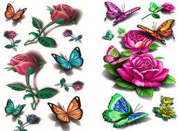 3D stereo waterproof tattoo stickers alphabet rose flower pattern sexy chest waist2536704