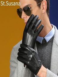 StSusana 2018 Autumn Winter Male PU Leather Gloves Fashion Touch Screen Gloves Warm Winter Gloves Male Car Driving Mittens S10255409905