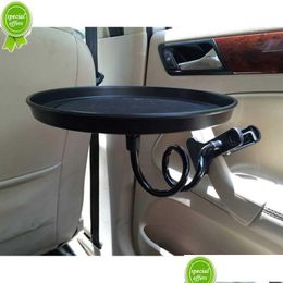 Other Interior Accessories New Car Food Tray With Clamp Bracket Folding Dining Table Drink Holder Pallet Back Seat Water Cup Swivel Dr Dhts6