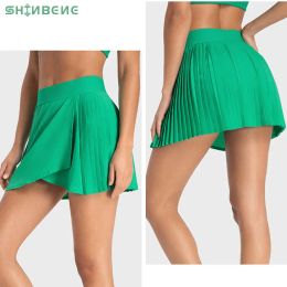 Dresses SHINBENE Women's Sports Golf Skirts Workout Skirts Pleated Slit Tennis Skorts with Built in Shorts