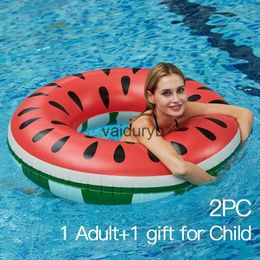 Bath Toys Watermelon Pattern Adult and Childrens Swimming Ring 2PCS Inflatable Mattress Pool Floating Summer Party Toy H240308