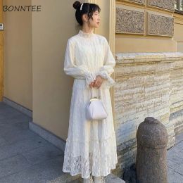 Dress Long Sleeve Dress Women Elegant Baggy Designer Gentle French Style Fashion Beige Temper Aesthetics Vintage Vestidos Modern Chic