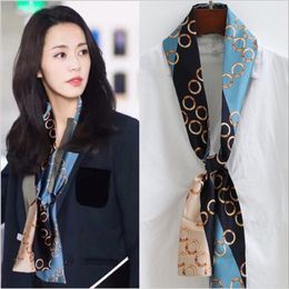 Superb Fashion Women Natural-silk Cravat Scarf stripThin&narrow square double-sided small scarves 145 15 women spring&autumn acces286A